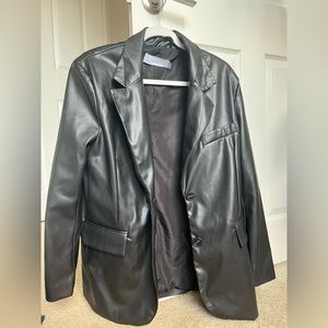 Bershka oversized faux leather blazer